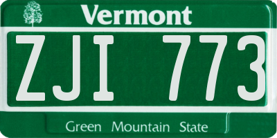 VT license plate ZJI773