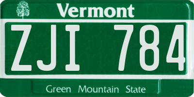 VT license plate ZJI784