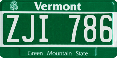VT license plate ZJI786