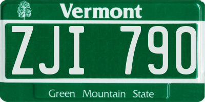 VT license plate ZJI790