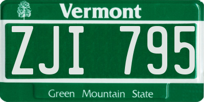 VT license plate ZJI795
