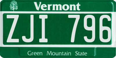 VT license plate ZJI796