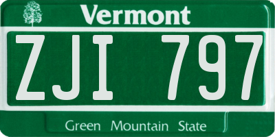 VT license plate ZJI797