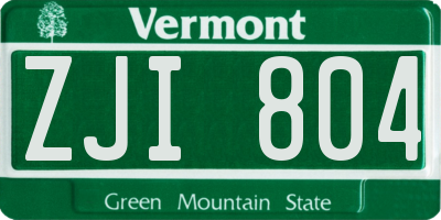VT license plate ZJI804