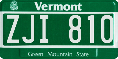 VT license plate ZJI810