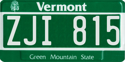 VT license plate ZJI815