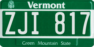 VT license plate ZJI817