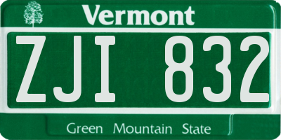 VT license plate ZJI832