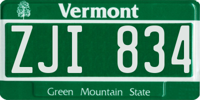 VT license plate ZJI834