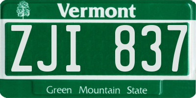 VT license plate ZJI837