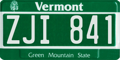 VT license plate ZJI841