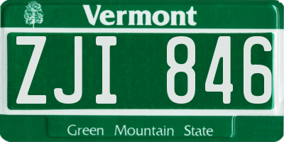 VT license plate ZJI846