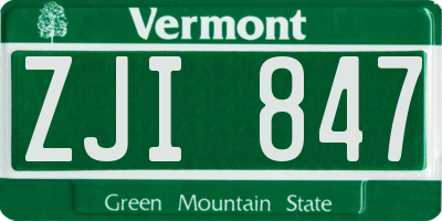 VT license plate ZJI847