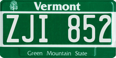 VT license plate ZJI852