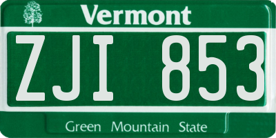 VT license plate ZJI853