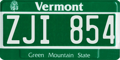 VT license plate ZJI854