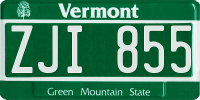 VT license plate ZJI855