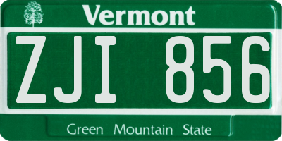 VT license plate ZJI856