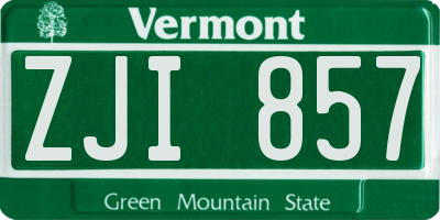 VT license plate ZJI857