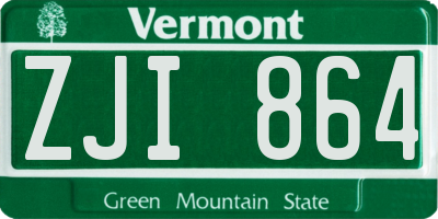VT license plate ZJI864