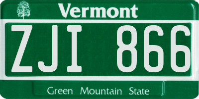 VT license plate ZJI866