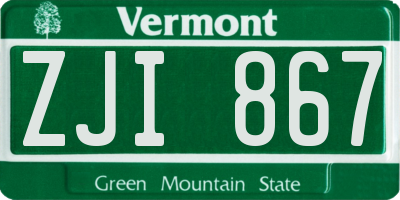 VT license plate ZJI867