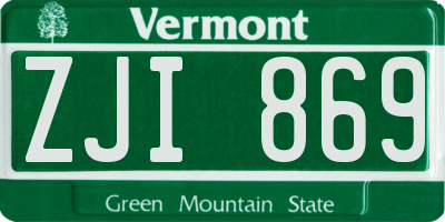 VT license plate ZJI869