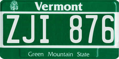 VT license plate ZJI876