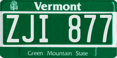 VT license plate ZJI877