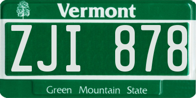 VT license plate ZJI878