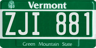 VT license plate ZJI881