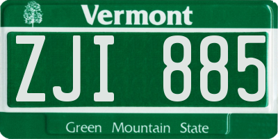 VT license plate ZJI885