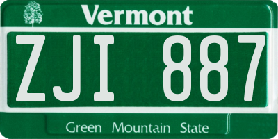 VT license plate ZJI887