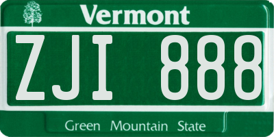 VT license plate ZJI888