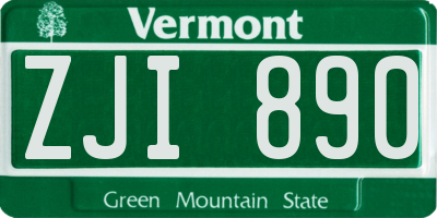 VT license plate ZJI890