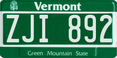 VT license plate ZJI892