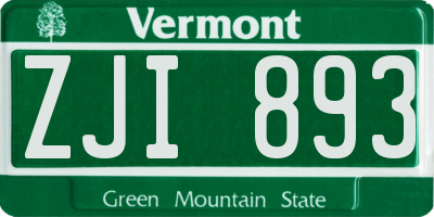 VT license plate ZJI893