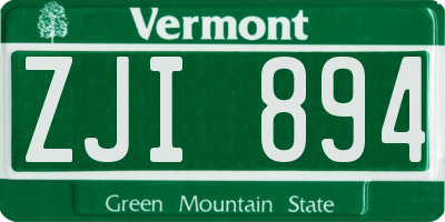 VT license plate ZJI894