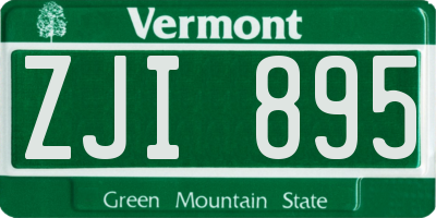 VT license plate ZJI895
