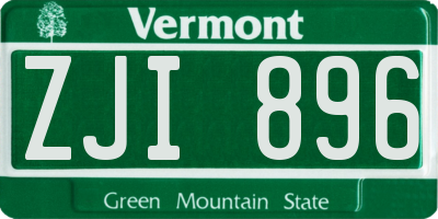 VT license plate ZJI896