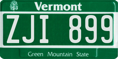 VT license plate ZJI899
