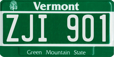 VT license plate ZJI901