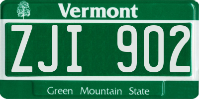 VT license plate ZJI902