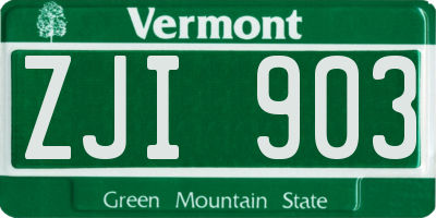 VT license plate ZJI903