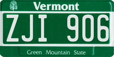 VT license plate ZJI906