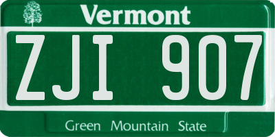 VT license plate ZJI907