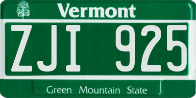 VT license plate ZJI925