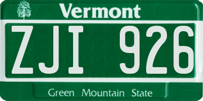VT license plate ZJI926