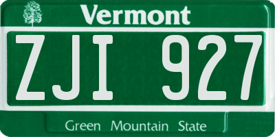 VT license plate ZJI927