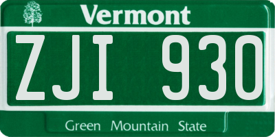 VT license plate ZJI930